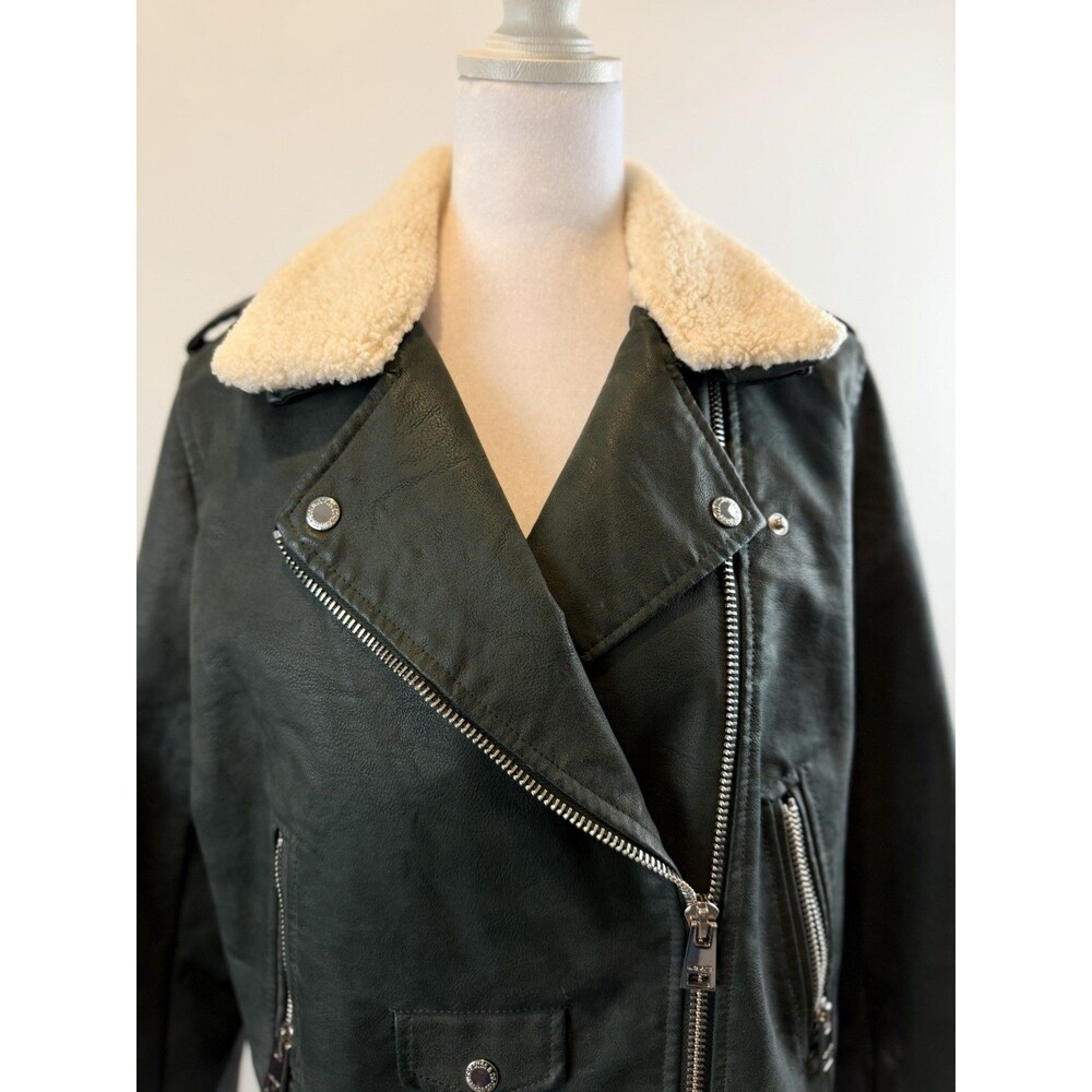 Levi's Faux Leather Moto Jacket Sherpa Collar Black Medium
